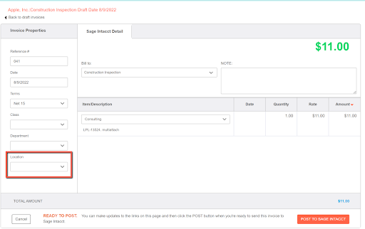 IntacctLocationonInvoice