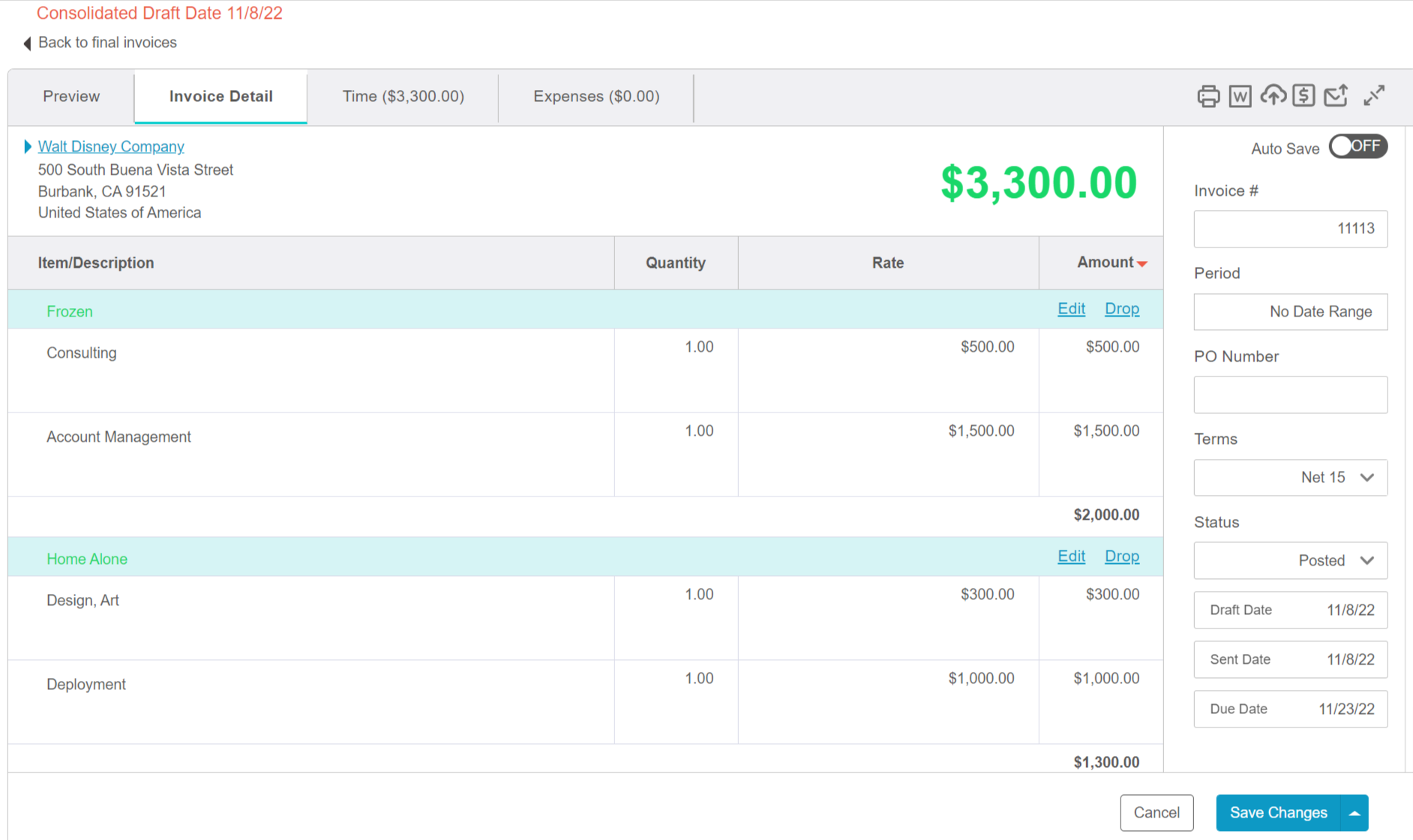 PostConsoInvoice-Intacct